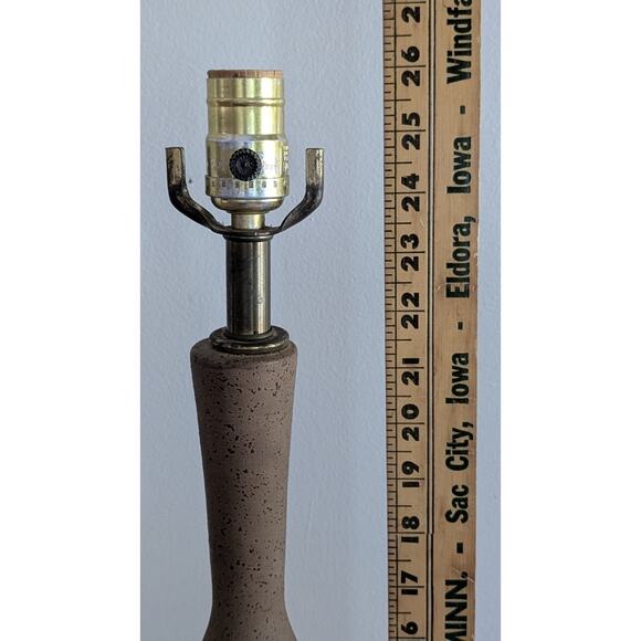 Vintage Mid Century Modern Textured Ceramic Table Lamp Brown Tan Geometric Base - Picture 8 of 10